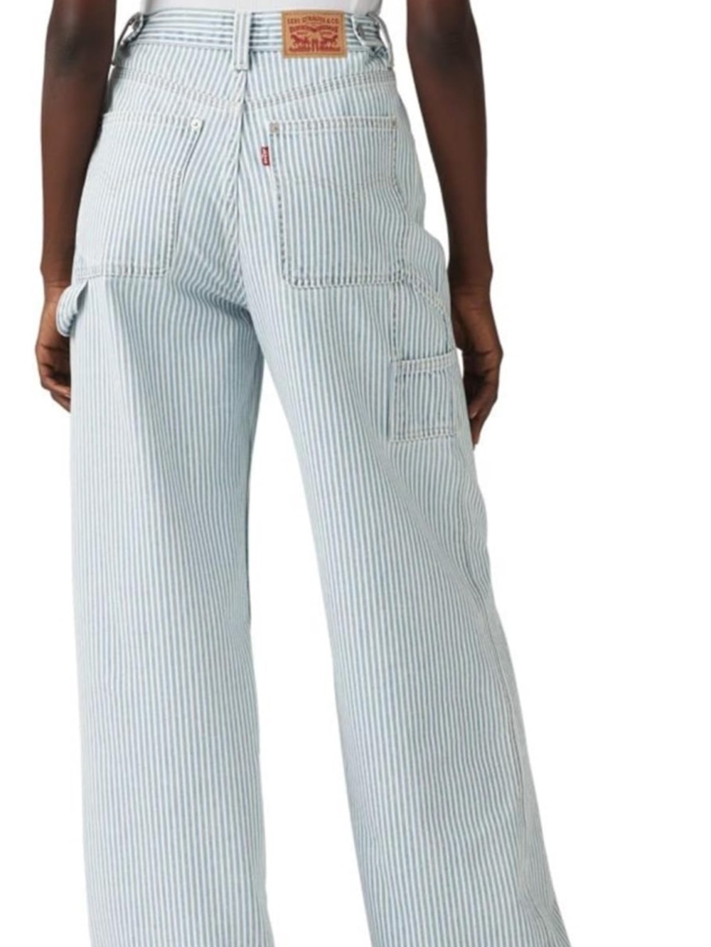 Levi's Blue & White Cinch Baggy Striped Painter/Carpenter Jeans